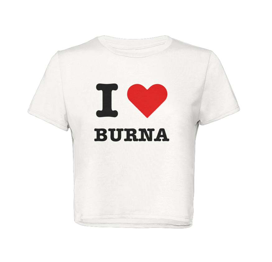 I Love Burna (NYC) Juniors Crop Tee